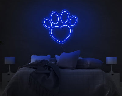 Cartoon Dog Heart Shape Footprint LED Neon Sign