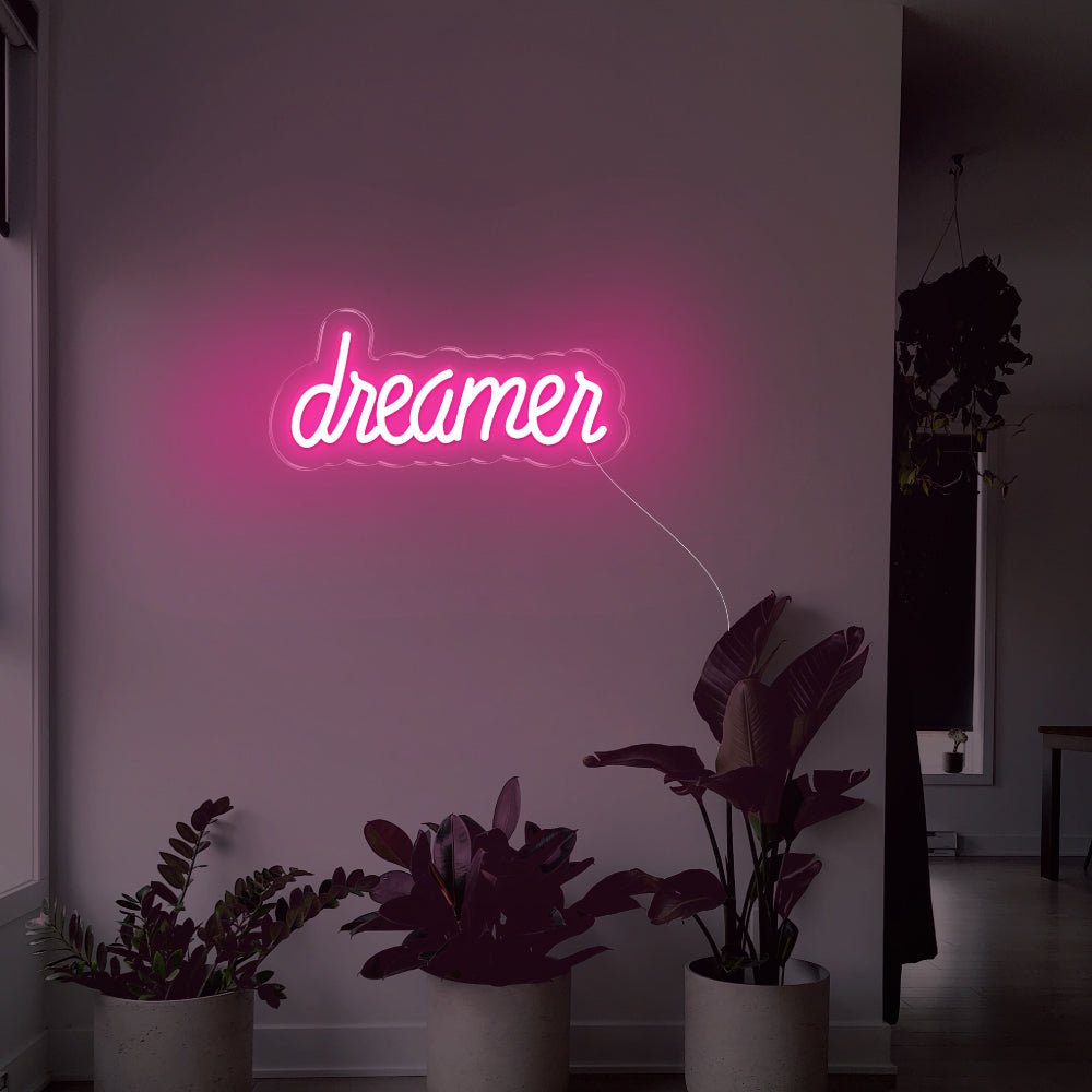 Dreamer LED Neon Sign - 14inch x 6inchLight Pink