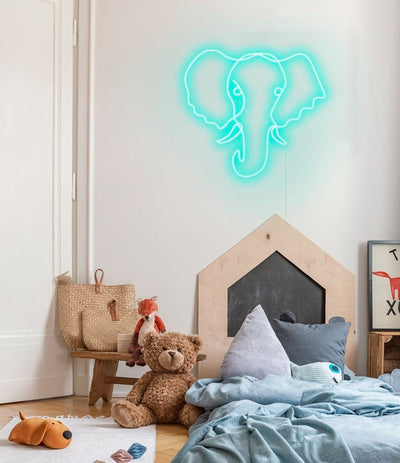 Elephant Neon Sign - White