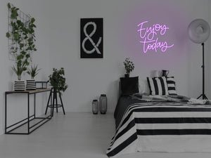 Enjoy Today LED Neon Sign - Pink