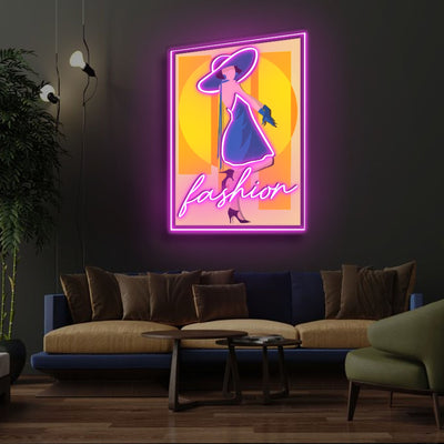 "Fashionista" Neon x Acrylic Artwork - 2ft x 1.4ftLED Neon x Acrylic Print