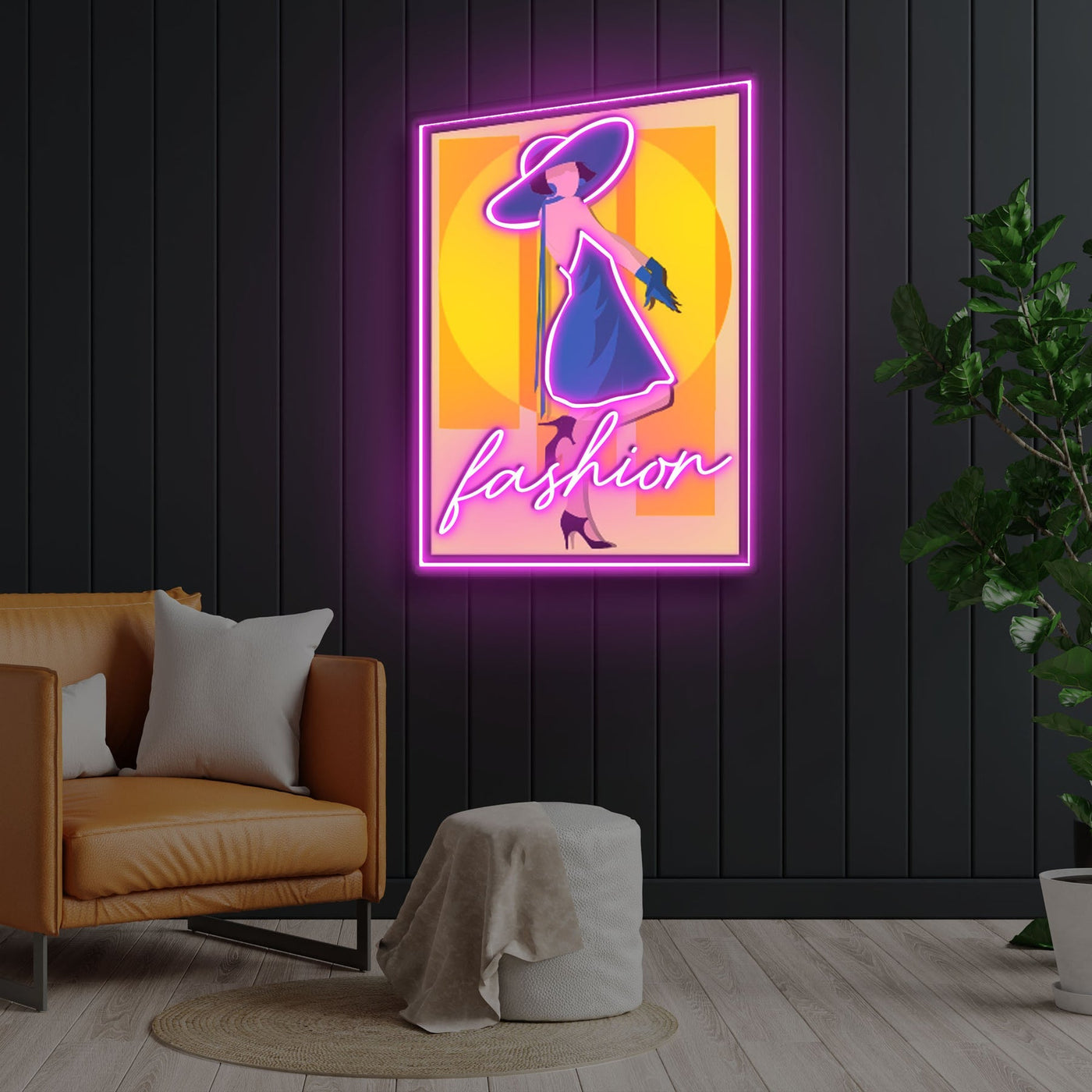 "Fashionista" Neon x Acrylic Artwork - 2ft x 1.4ftLED Neon x Acrylic Print