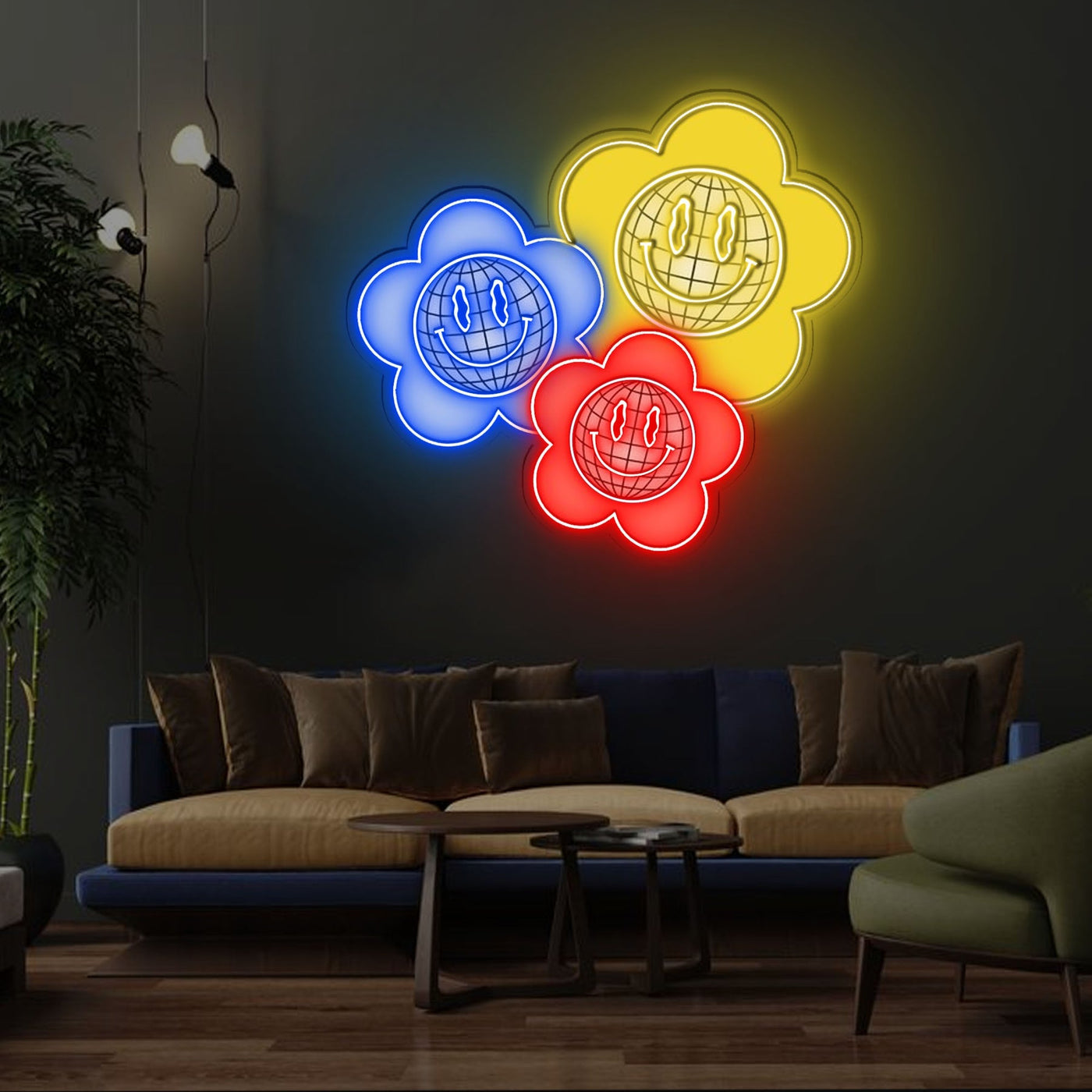 Flower Power Neon x Acrylic Artwork - 25"x20"LED Neon x Acrylic Print