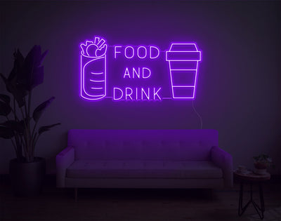 Food and Drink LED Neon Sign - 20inch x 37inchHot Pink