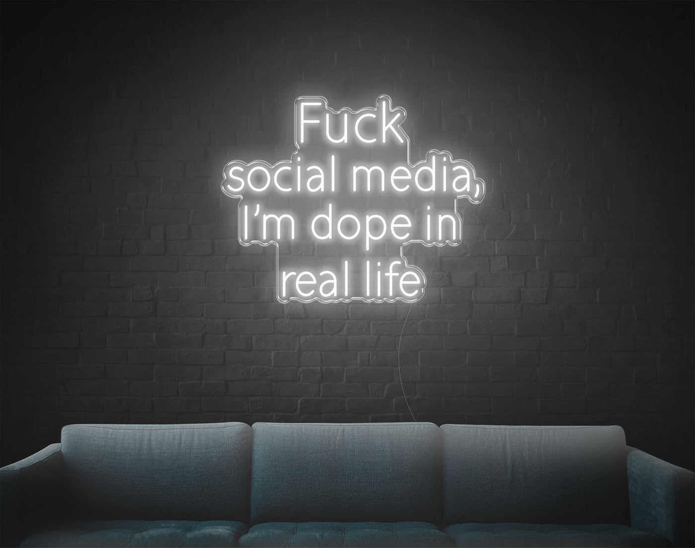 Fuck Social Media Im Dope In Real Life LED Neon Sign - 26inch x 33inchHot Pink