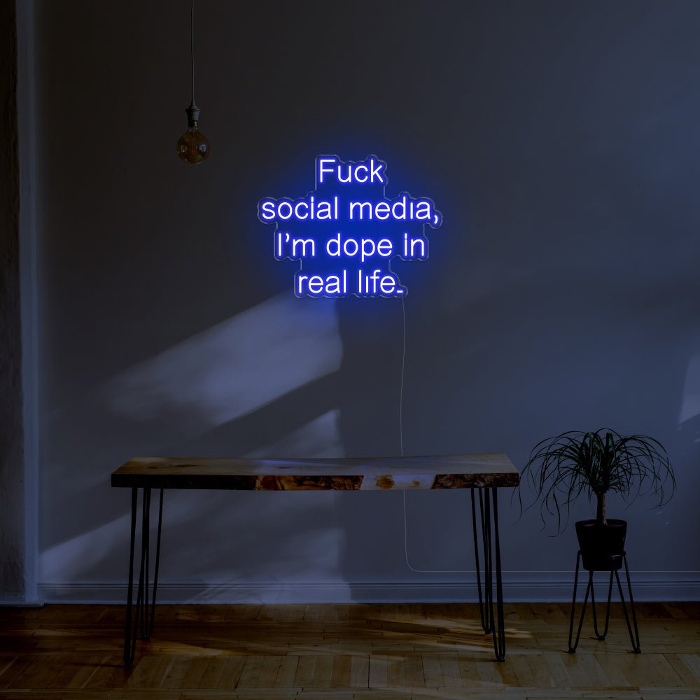 Fuck Social Media LED Neon Sign - 30inch x 23inchBlue