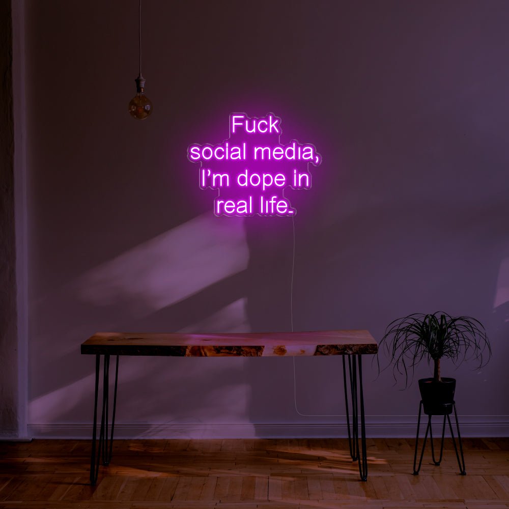 Fuck Social Media LED Neon Sign - 30inch x 23inchPurple