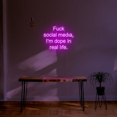 Fuck Social Media LED Neon Sign - 30inch x 23inchPurple