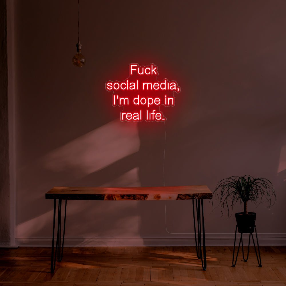 Fuck Social Media LED Neon Sign - 30inch x 23inchRed