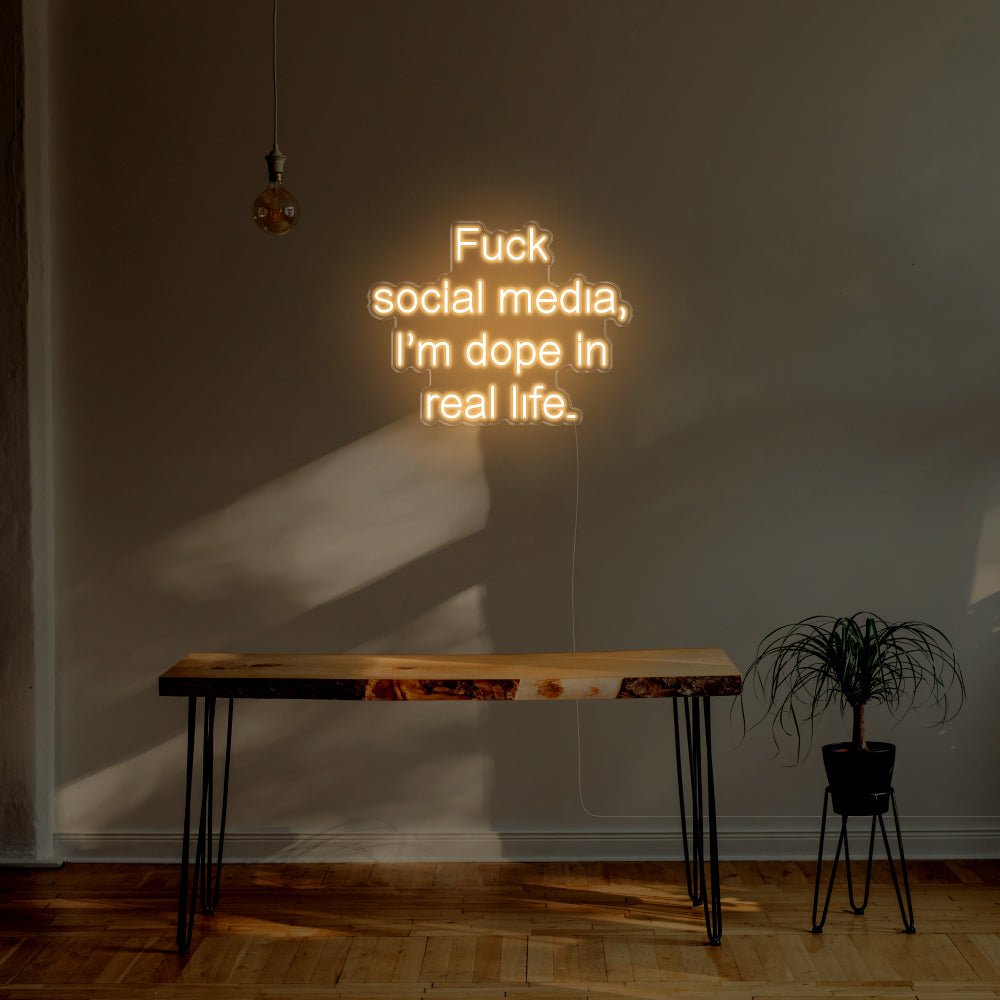 Fuck Social Media LED Neon Sign - 30inch x 23inchWarm White