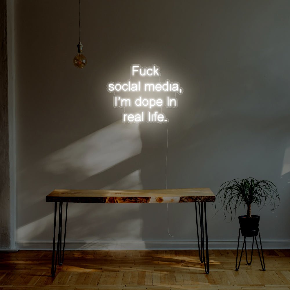 Fuck Social Media LED Neon Sign - 30inch x 23inchWhite