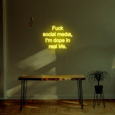 Fuck Social Media LED Neon Sign - 30inch x 23inchYellow