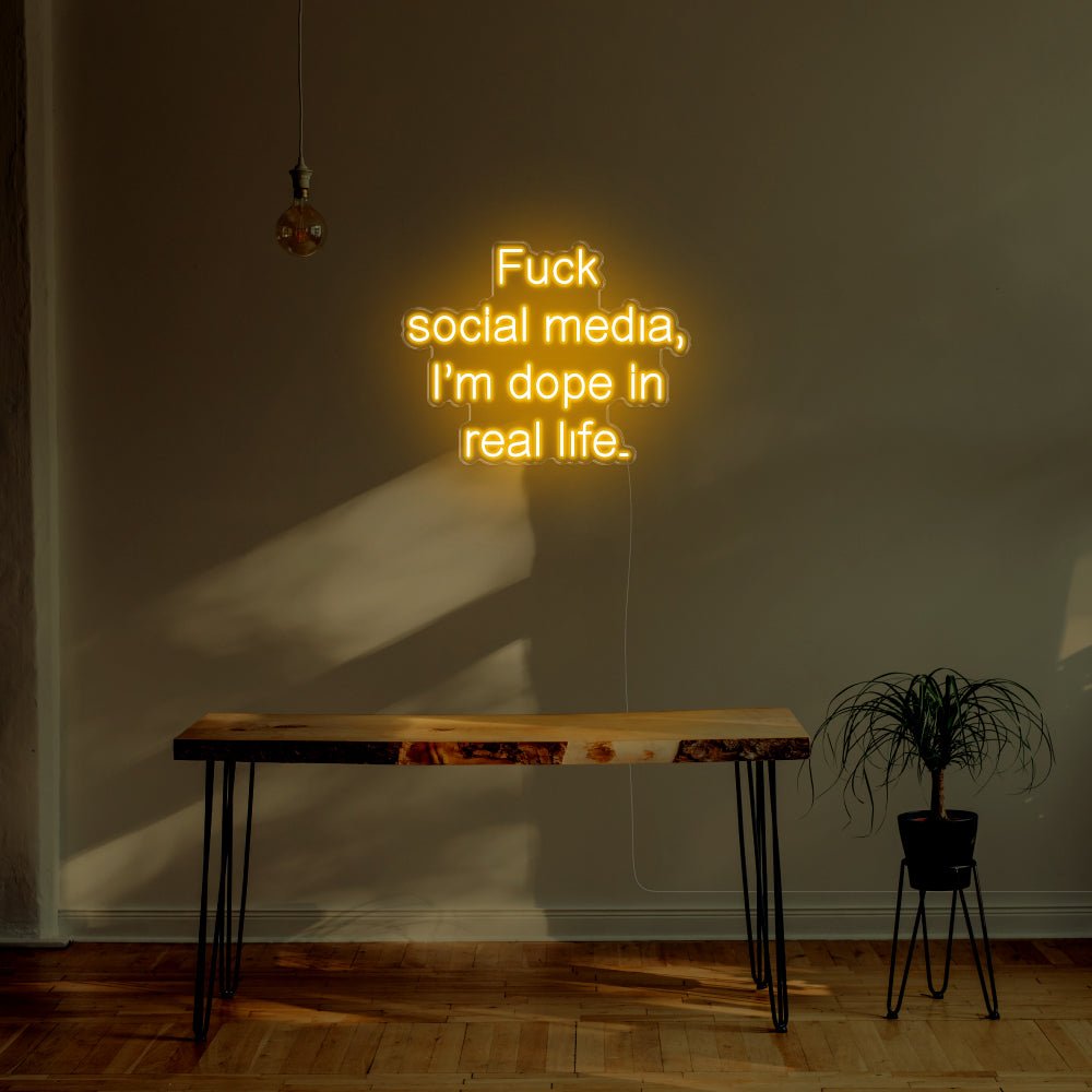 Fuck Social Media LED Neon Sign - 30inch x 23inchGold