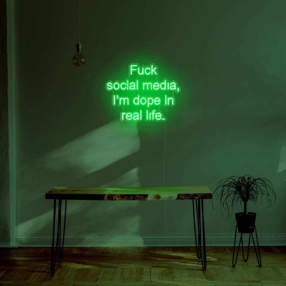 Fuck Social Media LED Neon Sign - 30inch x 23inchGreen