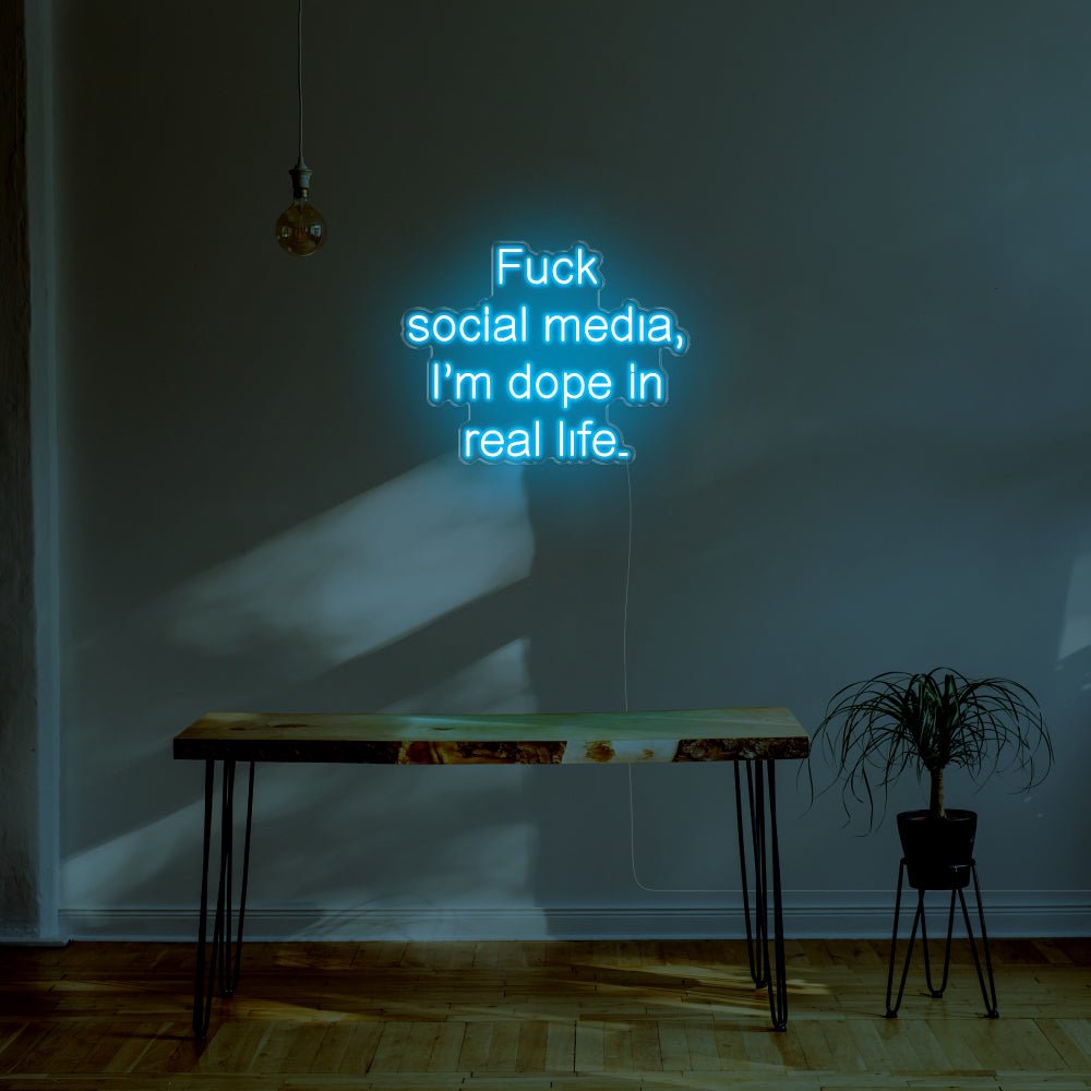 Fuck Social Media LED Neon Sign - 30inch x 23inchIce Blue