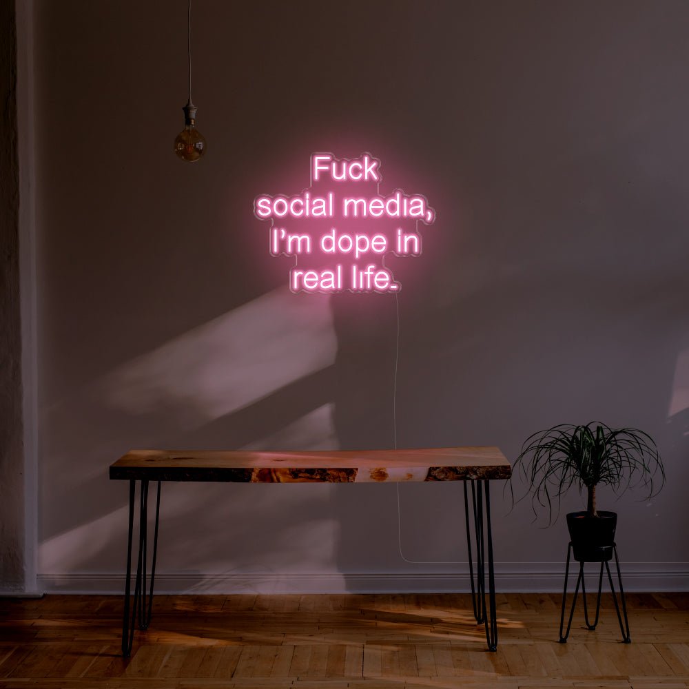 Fuck Social Media LED Neon Sign - 30inch x 23inchPink