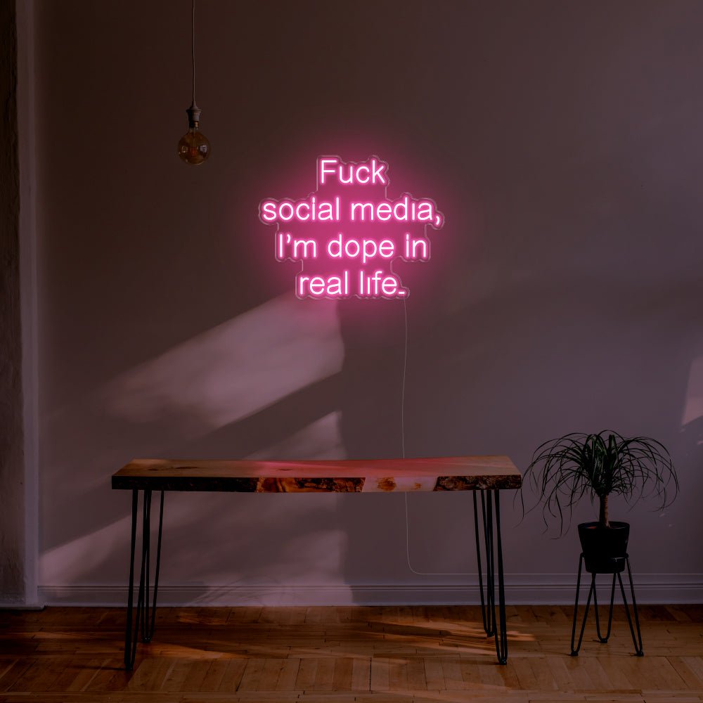 Fuck Social Media LED Neon Sign - 30inch x 23inchLight Pink