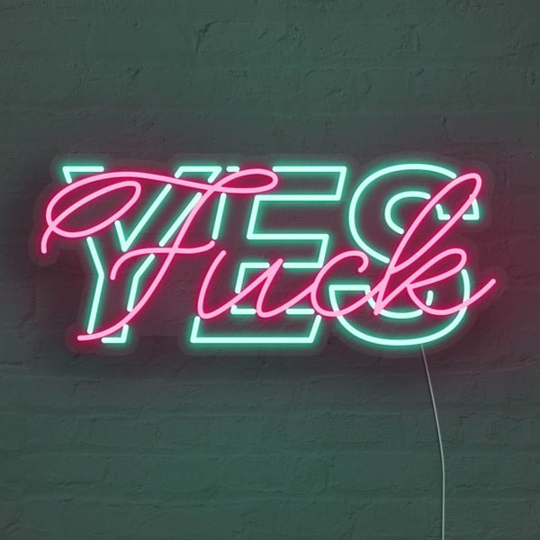 Fuck Yes LED Neon Sign - Aqua