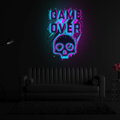 Game Over B&P Neon Sign x Acrylic Artwork - 2ftLED Neon x Acrylic Print