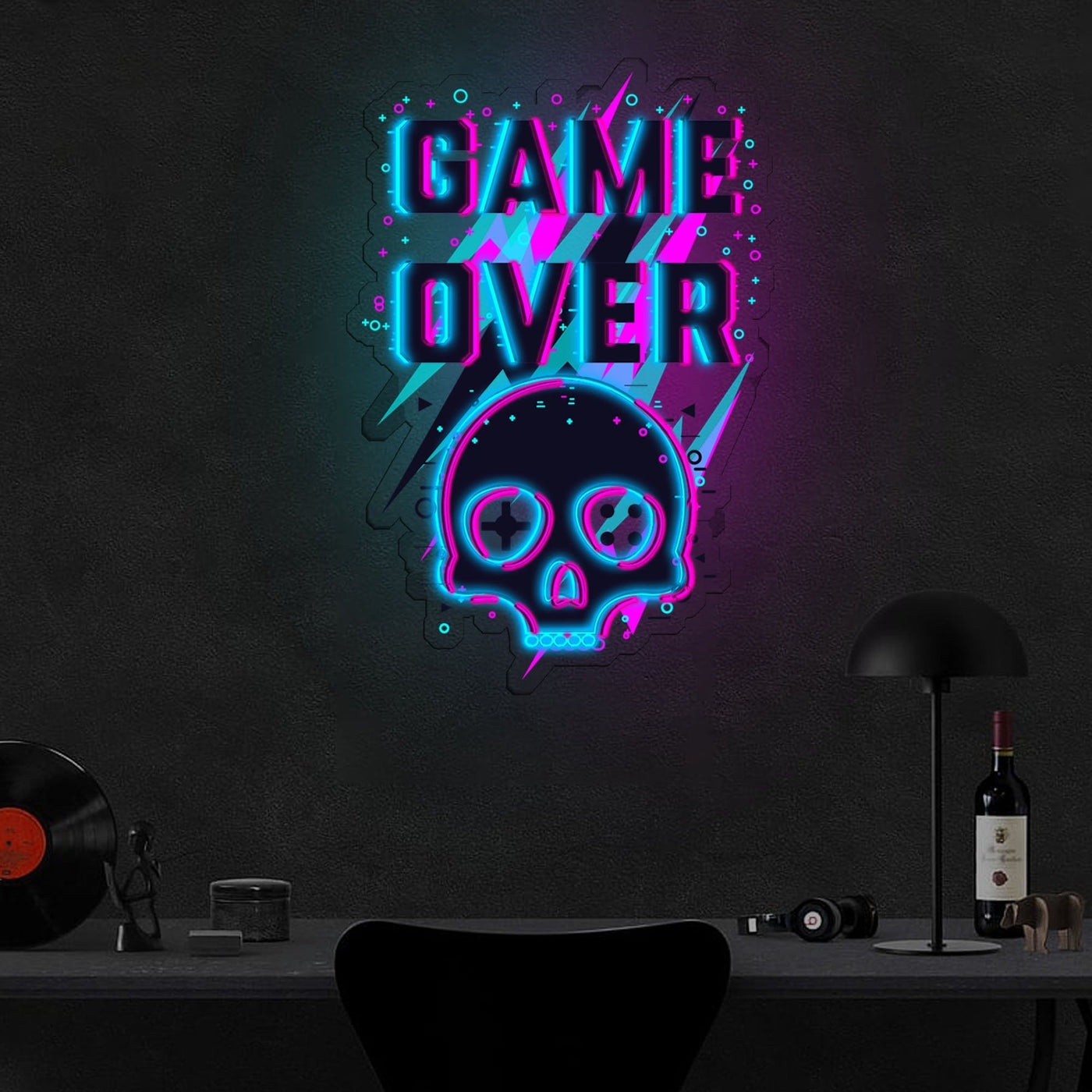 Game Over B&P Neon Sign x Acrylic Artwork - 2ftLED Neon x Acrylic Print