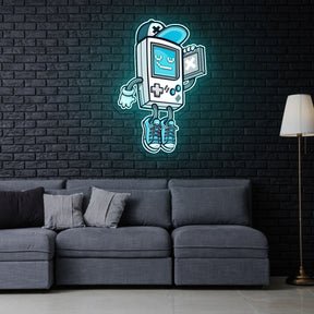 Gameboy Love Neon Sign x Acrylic Artwork - 2ftLED Neon x Acrylic Print