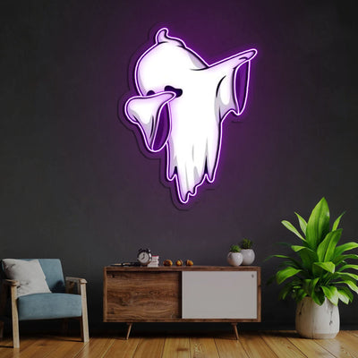 Ghost dabbing Neon Sign x Acrylic Artwork - 2ftLED Neon x Acrylic Print