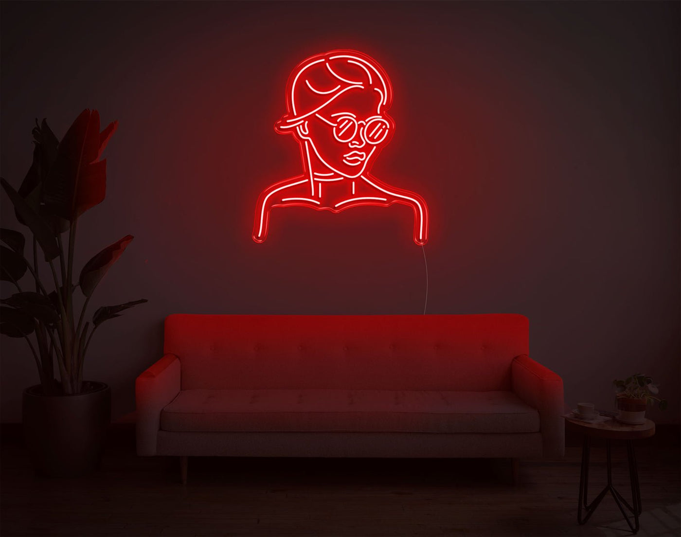 Girl With Glass LED Neon Sign - 28inch x 25inchHot Pink