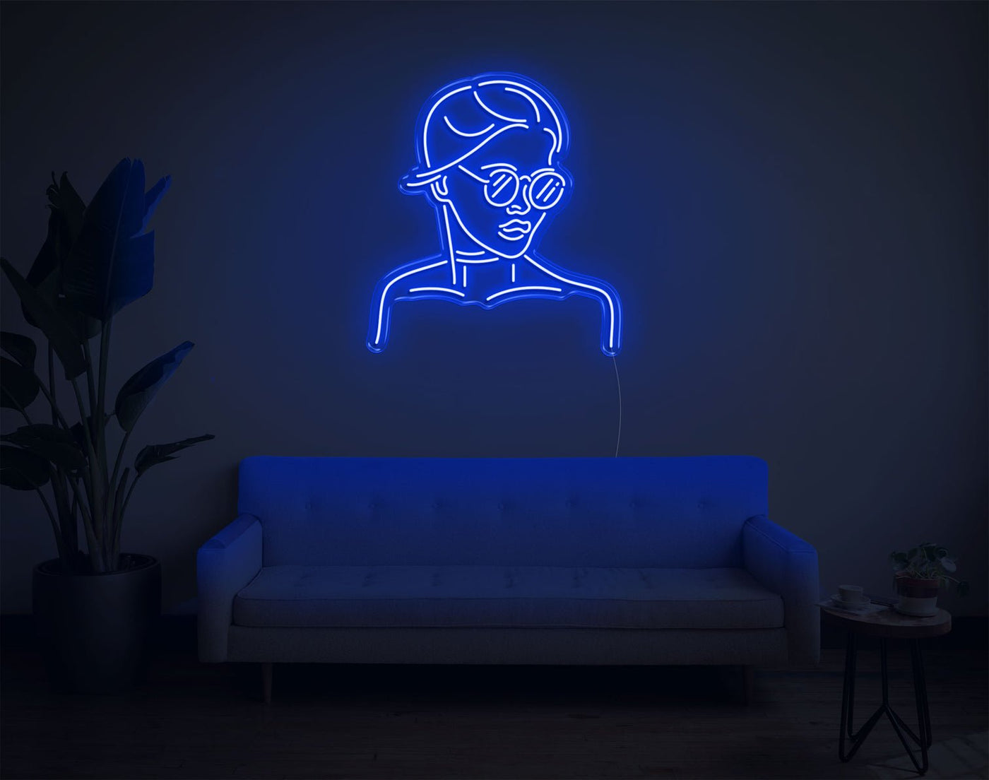 Girl With Glass LED Neon Sign - 28inch x 25inchHot Pink