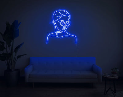 Girl With Glass LED Neon Sign - 28inch x 25inchHot Pink