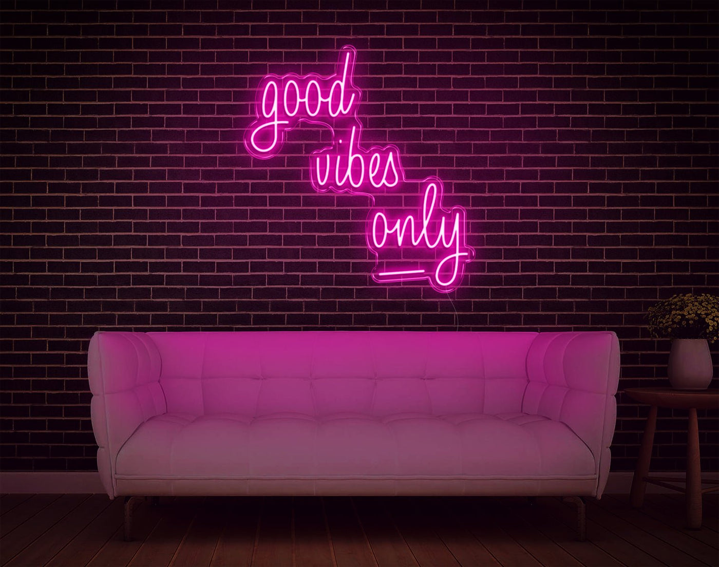 Good Vibes Only V1 LED Neon Sign - 28inch x 26inchHot Pink