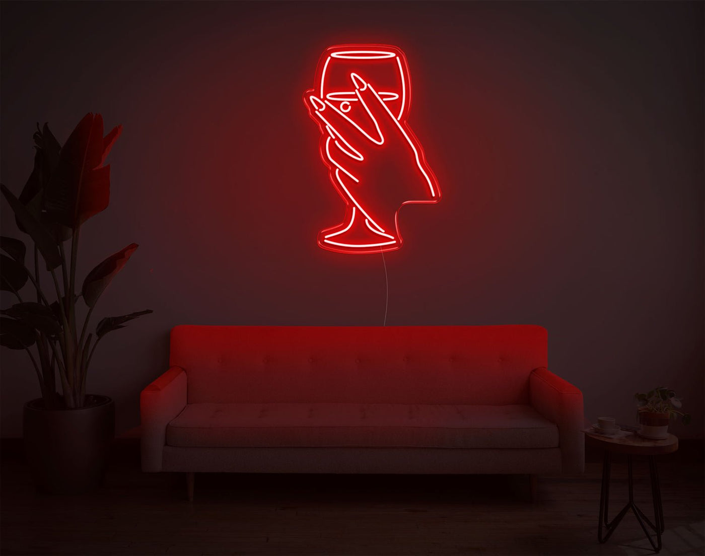 Hand And Drink LED Neon Sign - 26inch x 17inchHot Pink