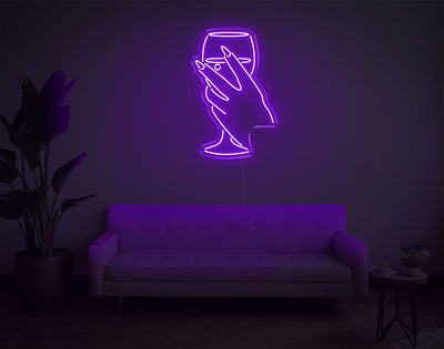 Hand And Drink LED Neon Sign - 26inch x 17inchPurple