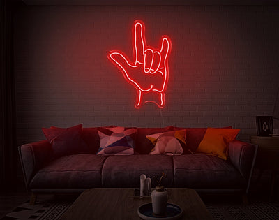 Hand Rock N Roll LED Neon Sign - 26inch x 19inchRed