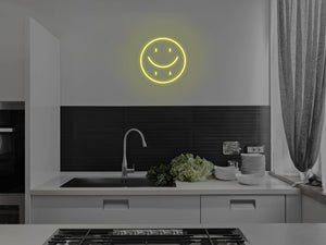 Happy Sad Face LED Neon Sign - Pink