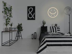 Happy Sad Face LED Neon Sign - Pink