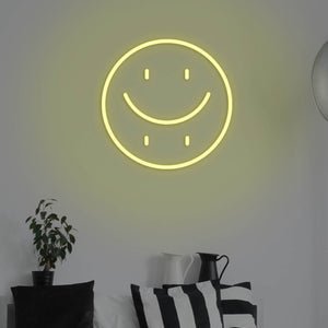 Happy Sad Face LED Neon Sign - Pink