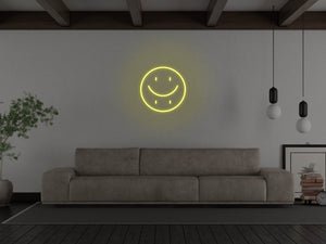 Happy Sad Face LED Neon Sign - Pink