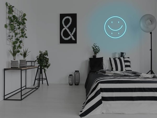 Happy Sad Face LED Neon Sign - Blue