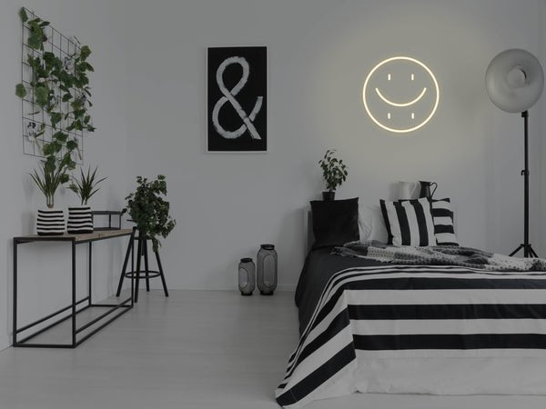 Happy Sad Face LED Neon Sign - Warm White