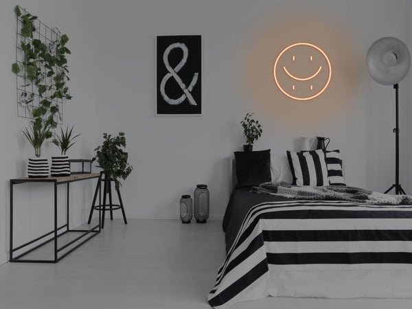 Happy Sad Face LED Neon Sign - Orange