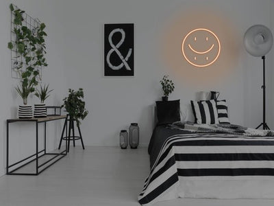 Happy Sad Face LED Neon Sign - Orange