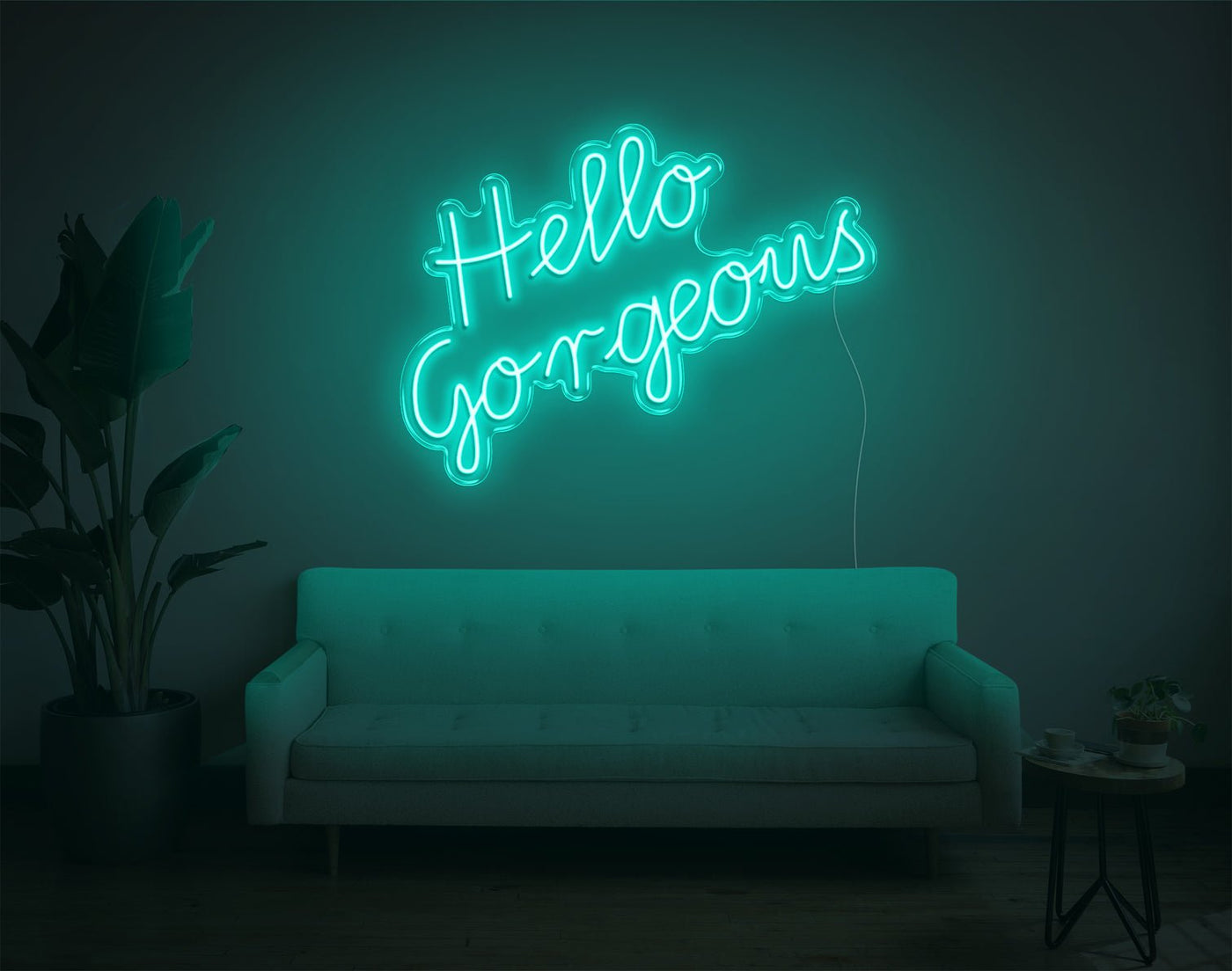 Hello Gorgeous LED Neon Sign - 22inch x 30inchTurquoise