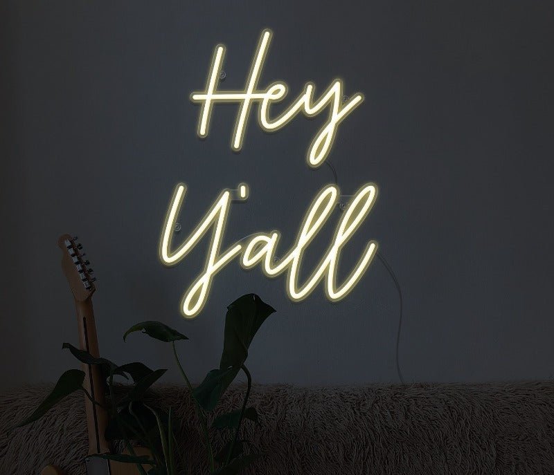 Hey Y’all Neon Sign - White