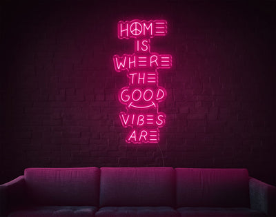 Home Is Where The Good Vibes Are LED Neon Sign - 37inch x 18inchHot Pink