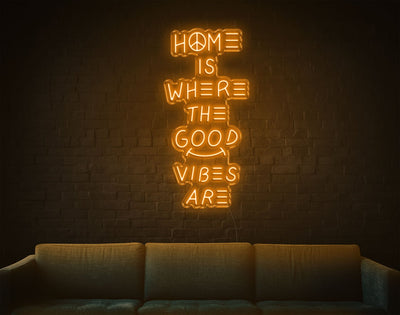 Home Is Where The Good Vibes Are LED Neon Sign - 37inch x 18inchHot Pink