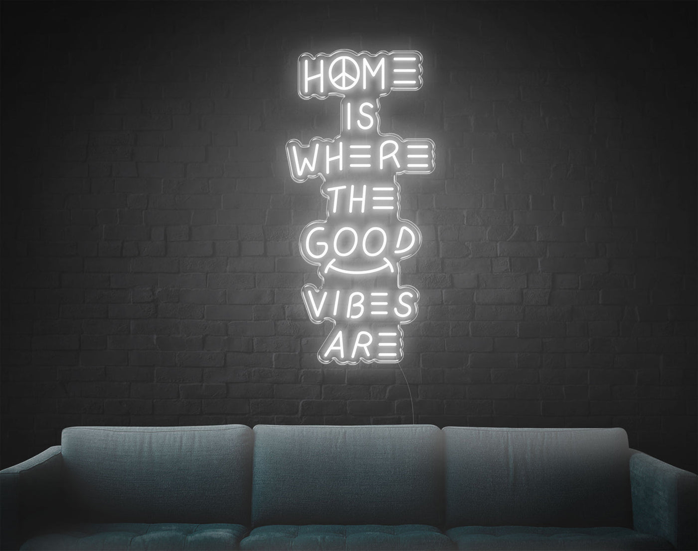 Home Is Where The Good Vibes Are LED Neon Sign - 37inch x 18inchWhite