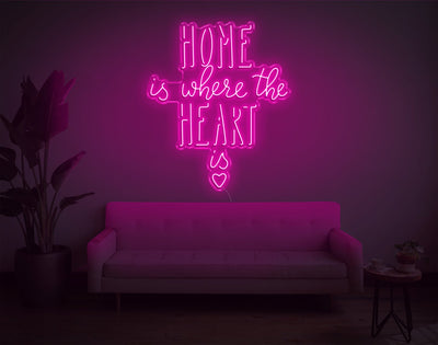 Home Is Where The Heart Is V2 LED Neon Sign - 38inch x 32inchHot Pink