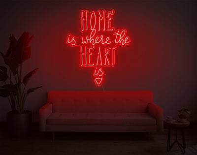 Home Is Where The Heart Is V2 LED Neon Sign - 38inch x 32inchRed