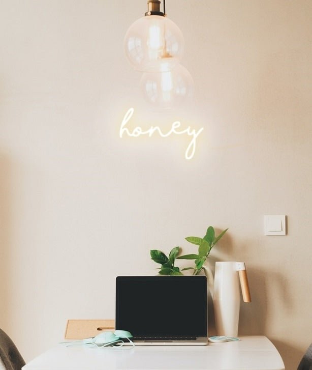 Honey Neon Sign - White