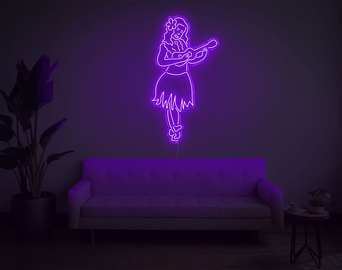 Hula Girl LED Neon Sign - 49inch x 27inchPurple